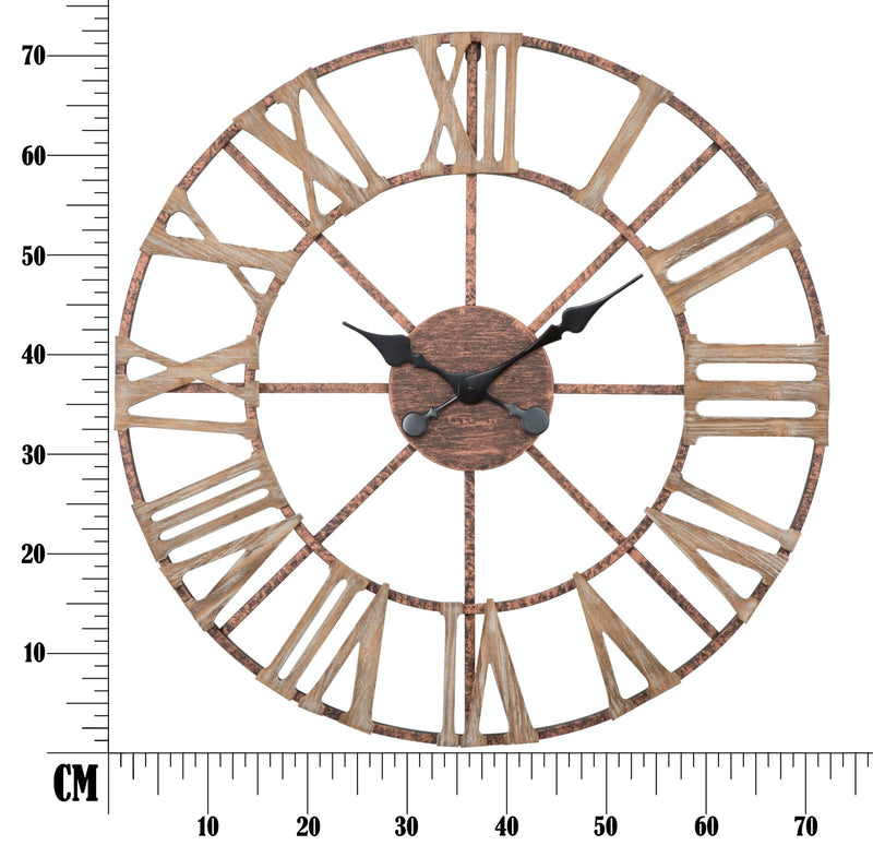 Metal & Wooden Roman Numbers Wall Clock