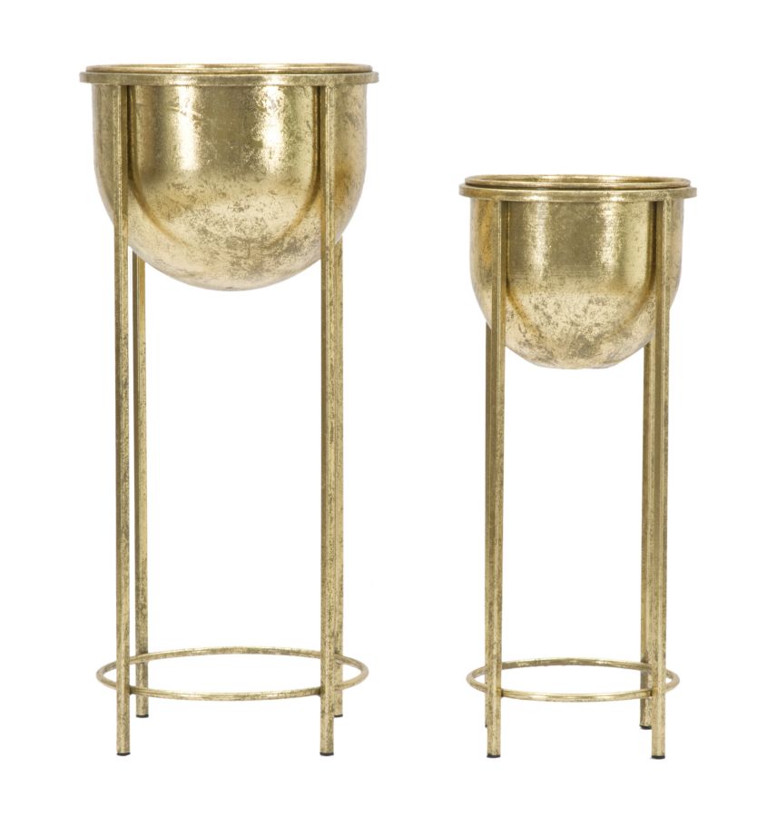 gold metal indoor planter and stand Golden Metal Planters with Stand – The Ancient Home