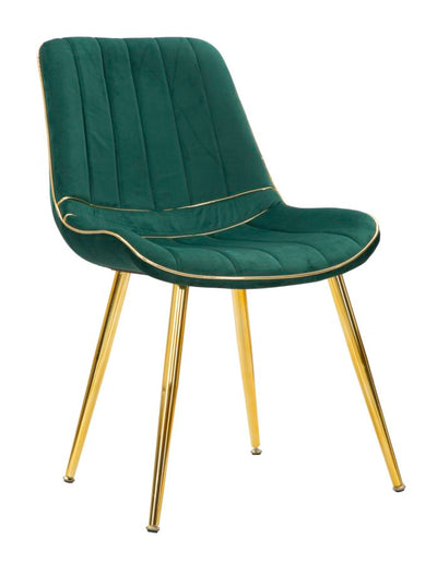 Green Padded Chair with Metal Golden Legs