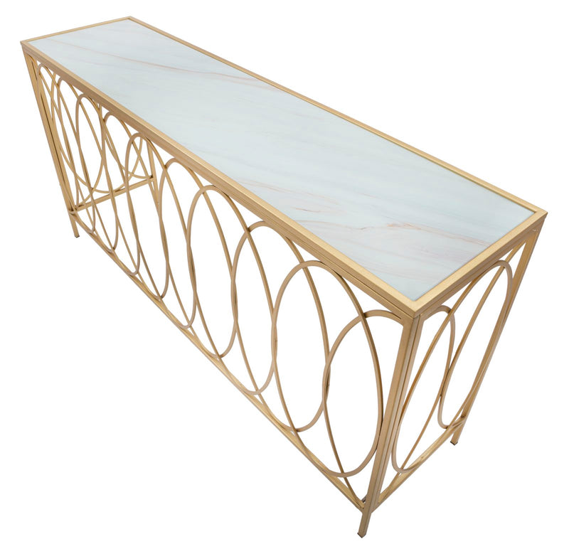 Metal Golden Console Table with Marble Top