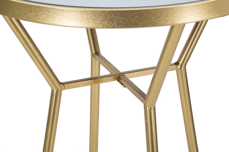 Golden Metal & Glass Round Bar Table