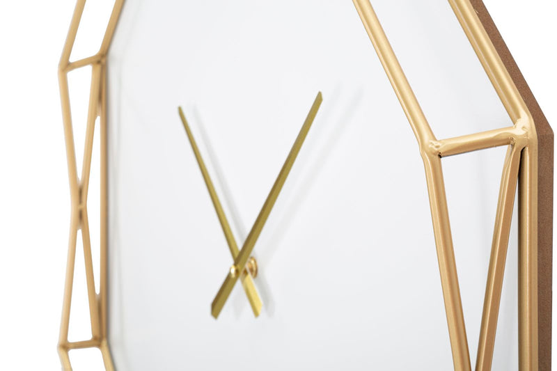 Hexagonal Golden & White Wall Clock