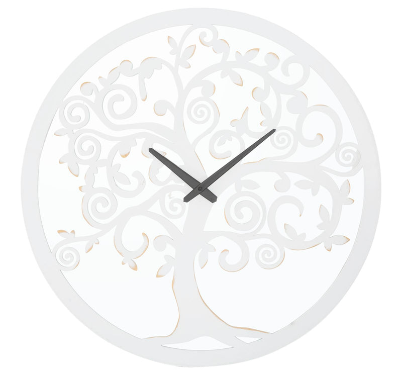 White Tree Round Wall Clock