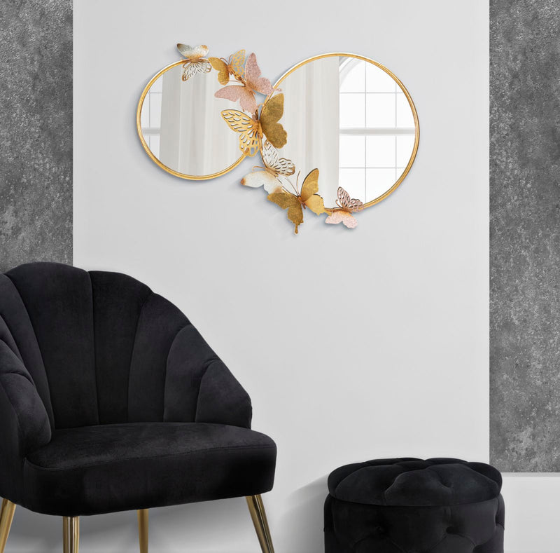 Metal Round Butterfly Double Wall Mirror