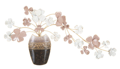 Metal Vase with Flowers Wall Decor