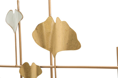 Golden Metal 3D Leaf Geometric Modern Wall Clock