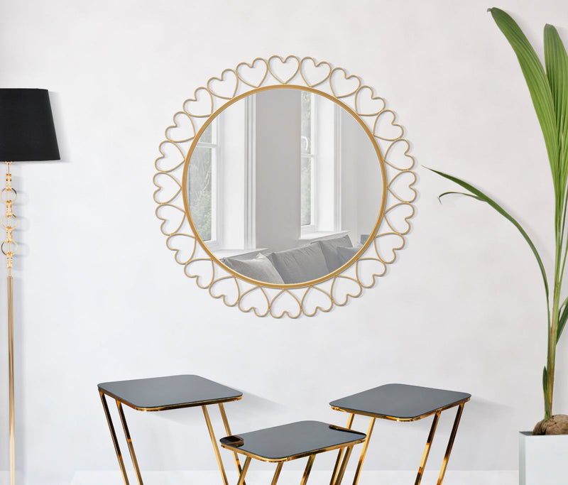Metal Round Small Hearts Wall Mirror