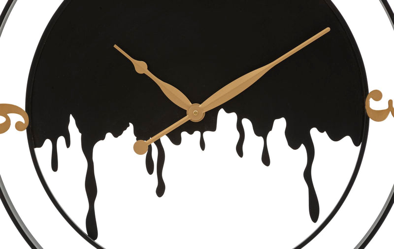 Golden & Black Metal Flowing Wall Clock
