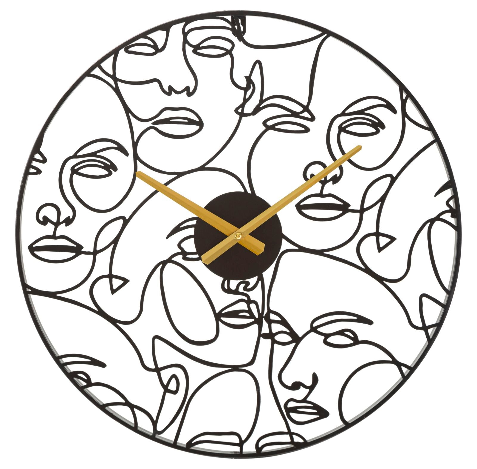 Black Metal Abstract Faces Wall Clock The Ancient Home