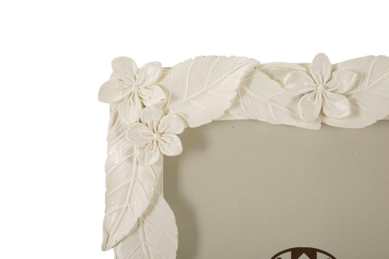 White Flower & Leaf Photo Frame