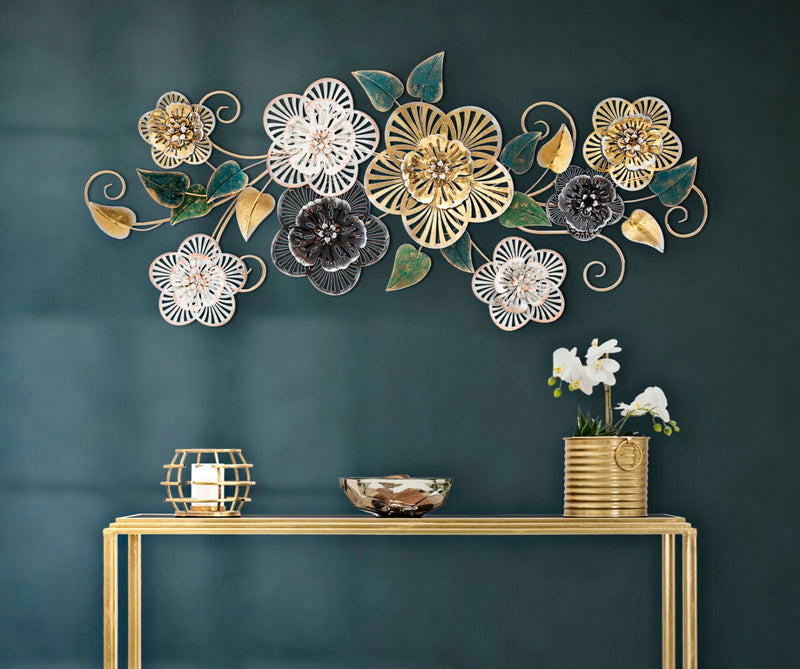 Metallic Flower & Leaf Wall Decor