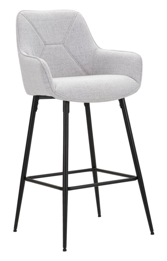 Light Grey Bar Stool with Black Metal Legs in Pair The Ancient Home