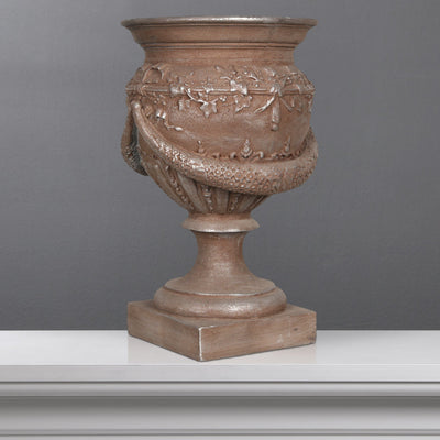 Stone Planter with Leaves