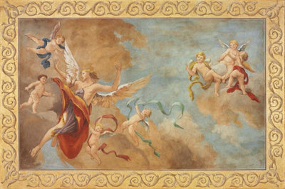 Angel and Cherubs flying Fresco