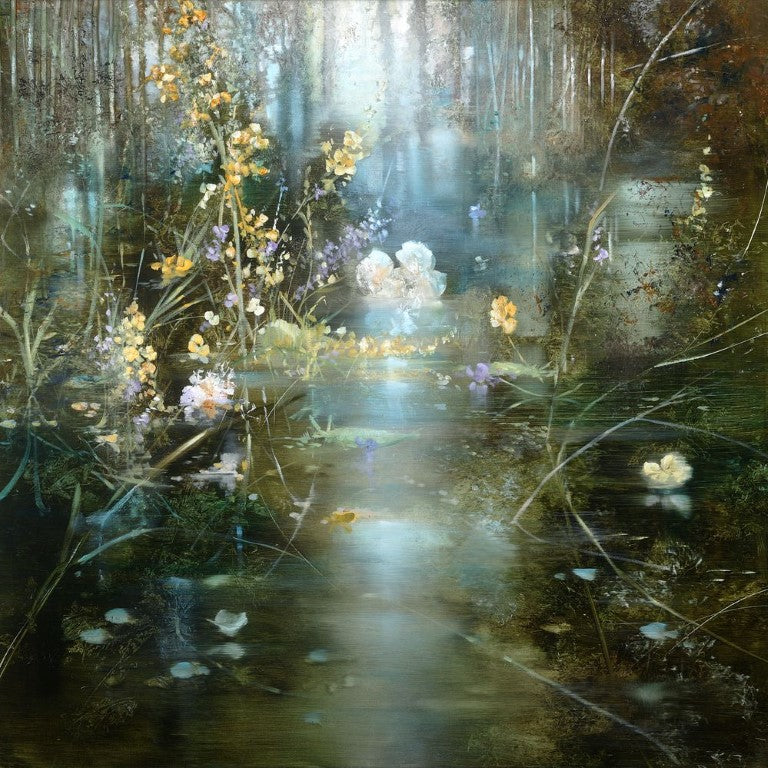 Light on the water Contemporary Fresco made with mixed techniques The