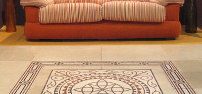 Integration of Roman mosaics in a modern interior