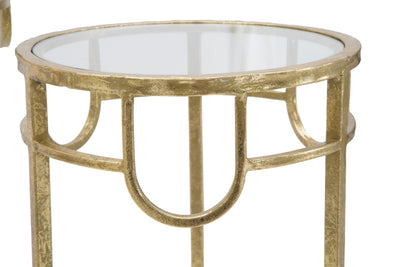  Golden Metal & Glass Small Round Table Set of 3