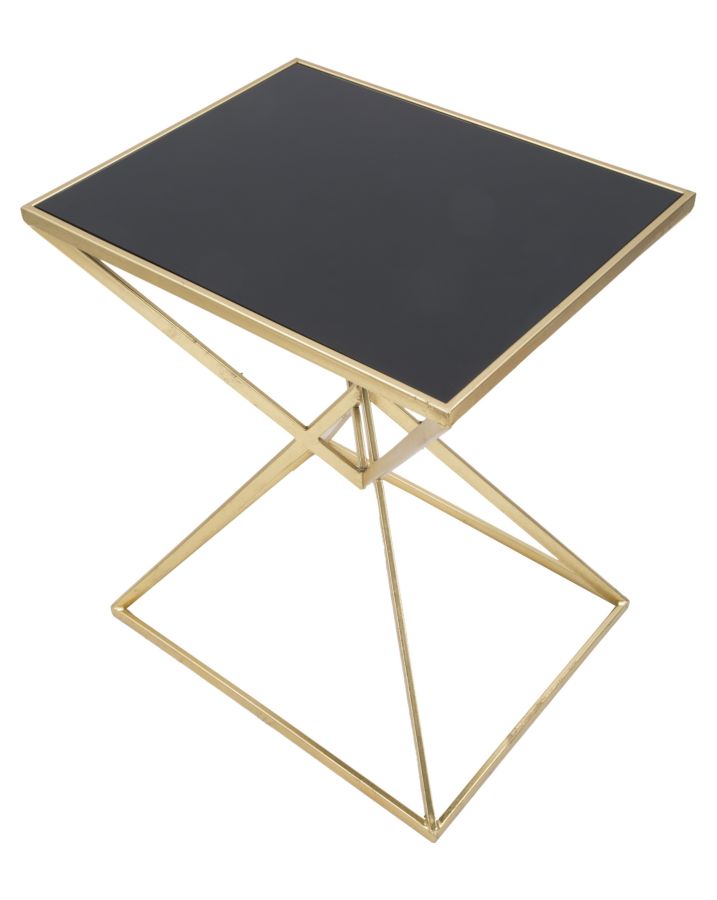 Golden & Black Metal Small Coffee Table Piramid