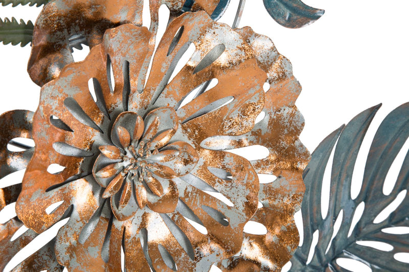 Metallic Flower & Leaf Bouquet Wall Decor
