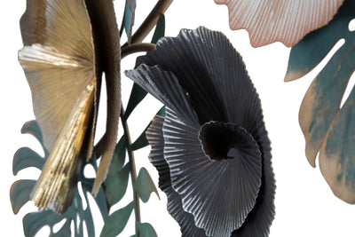 Metallis Palm Leaf & Flower Wall Decor