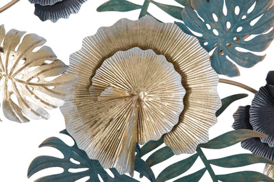 Metallis Palm Leaf & Flower Wall Decor
