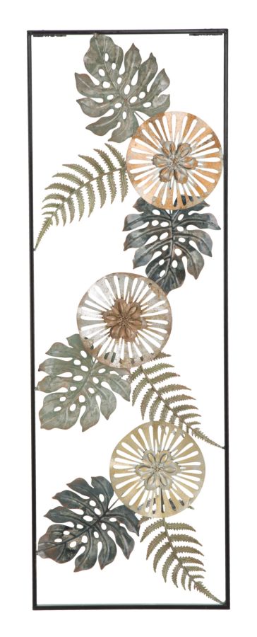 Metallic Leaf & Flower Wall Decor in Frame