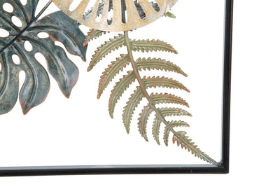 Metallic Leaf & Flower Wall Decor in Frame