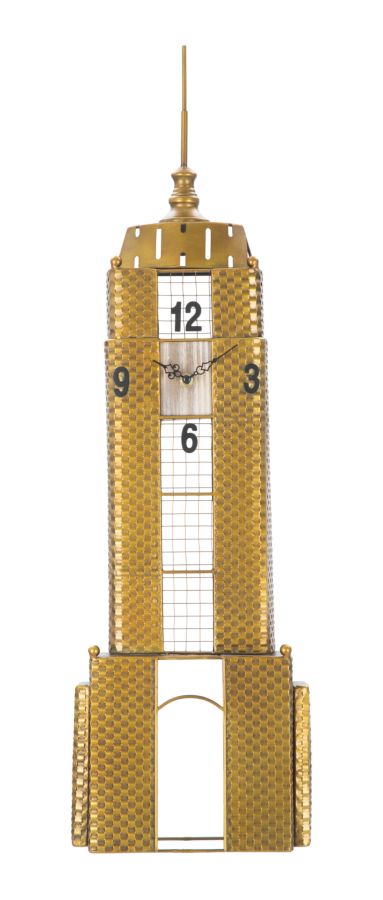 Golden Tower Building Metal Wall Clock
