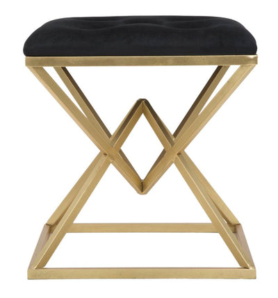 Golden & Black Metal Pouf Chair Piramid