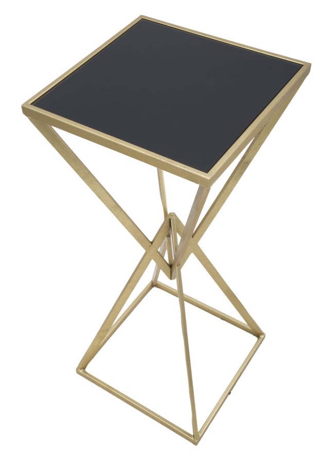Golden & Black Metal Small Square Piramid Table
