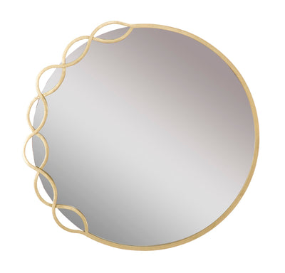 Golden Metal Minimalist Lines Round Wall Mirror