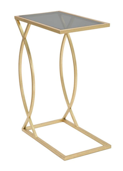 Golden Metal & Glass Geometric Sofa Table