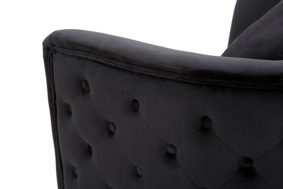 Black Velvet Armchair with Golden Metal Legs