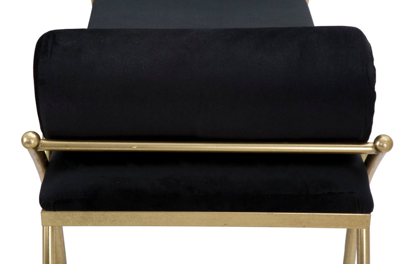 Black Velvel Bench with Golden Metal Legs