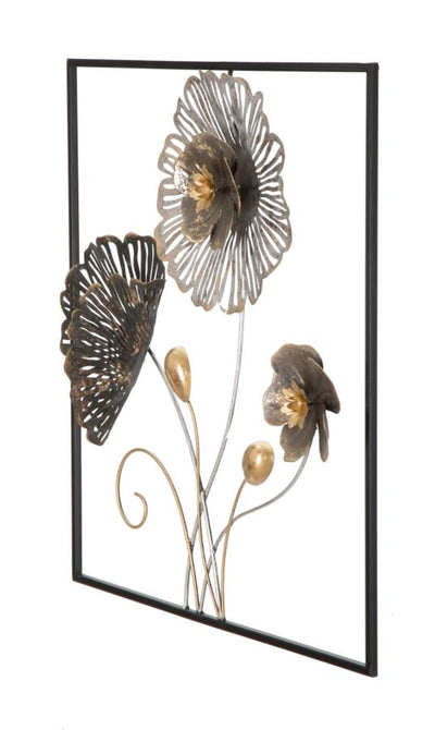 Metallic Flowers Wall Decor in Frame