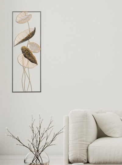 Metallic Leaves Wall Decor in Frame