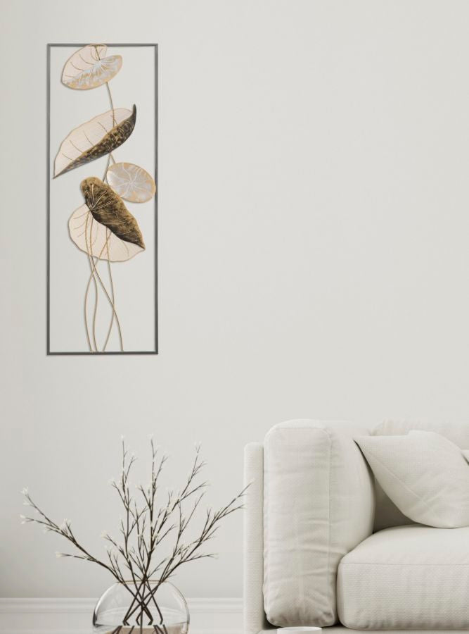 Metallic Leaves Wall Decor in Frame