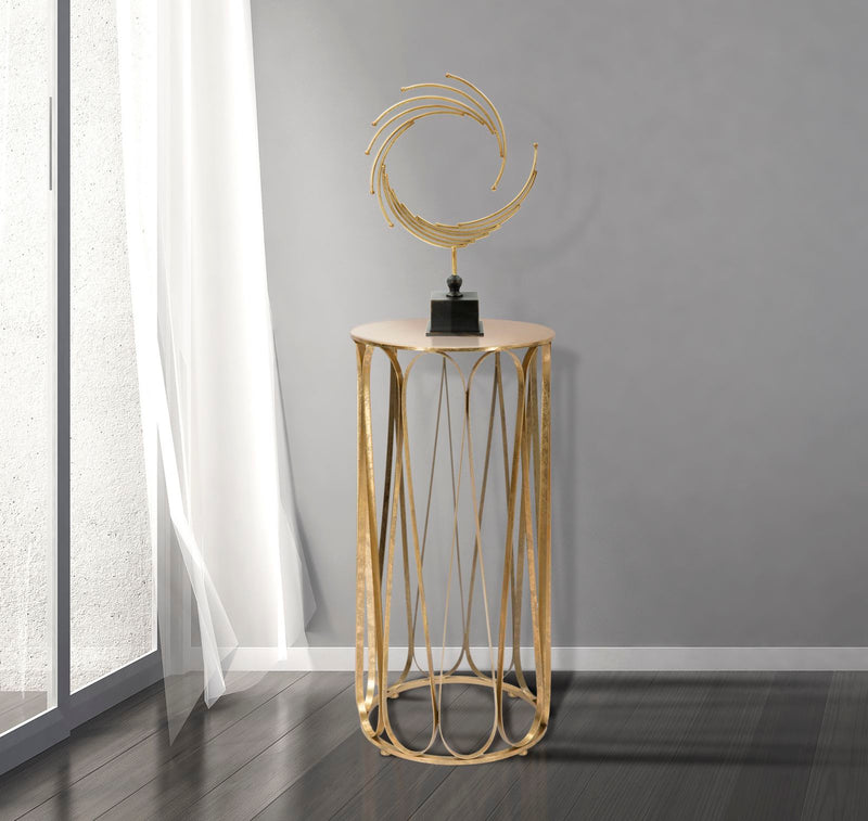 Metal & Glass Golden Geometric Side Table