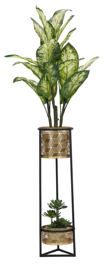 Golden Planter Vase with Black Metal Frame  with 2 Levels