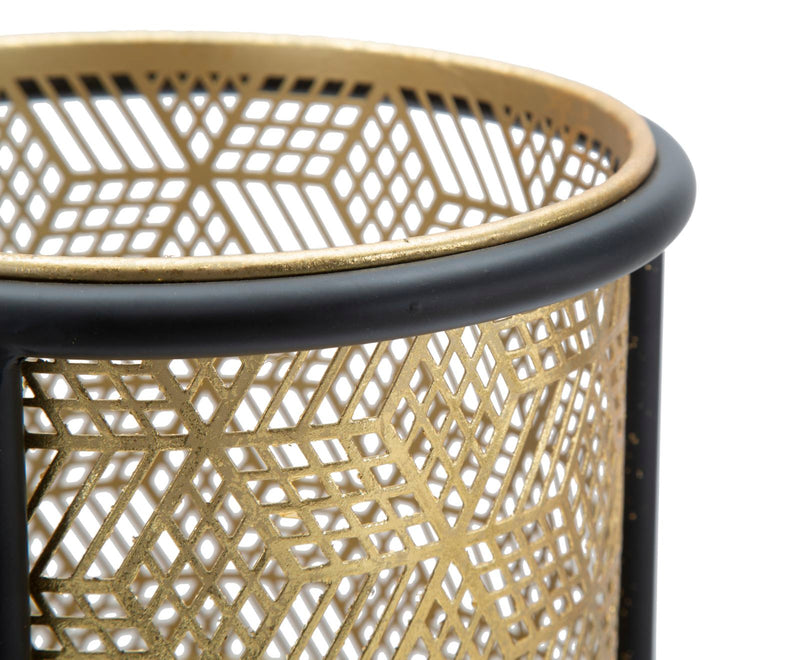 Golden Planter Vase with Black Metal Frame  with 2 Levels