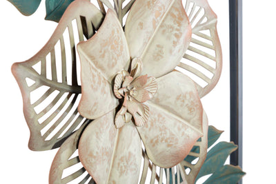 Metallic Tropical Flower & Leaf Wall Decor in Frame