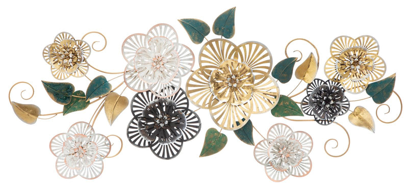 Metallic Flower & Leaf Wall Decor