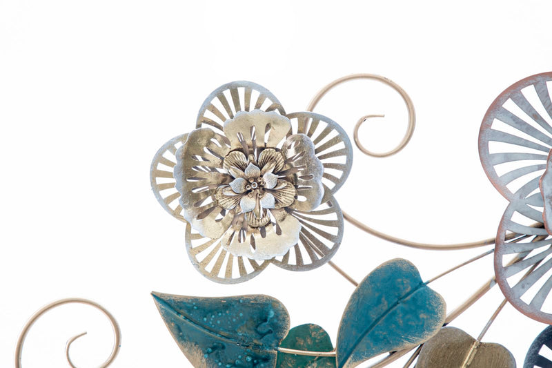 Metallic Flower & Leaf Wall Decor