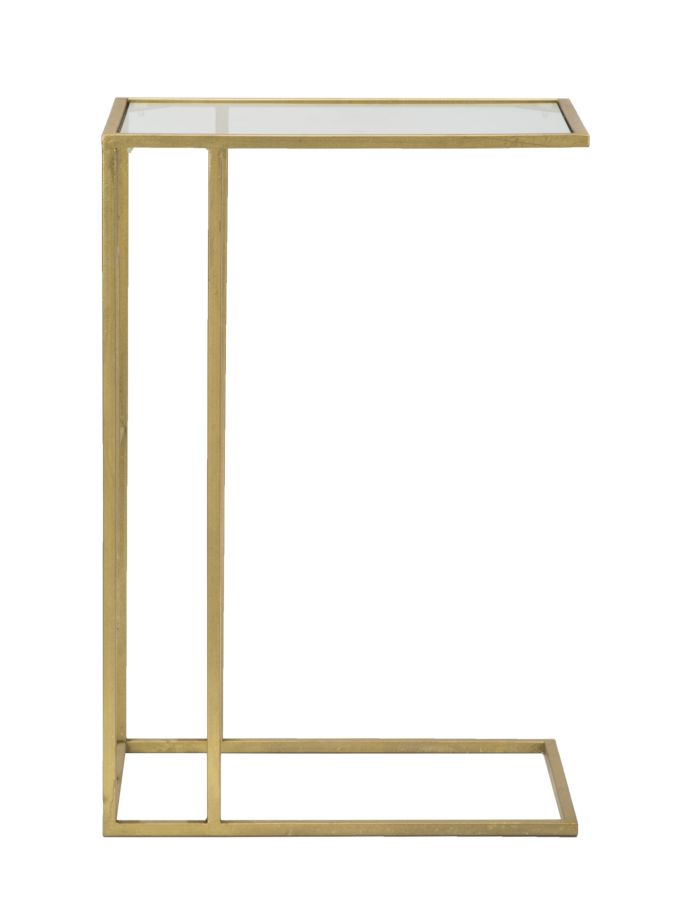 Golden Metal & Glass Rectangular Sofa Table