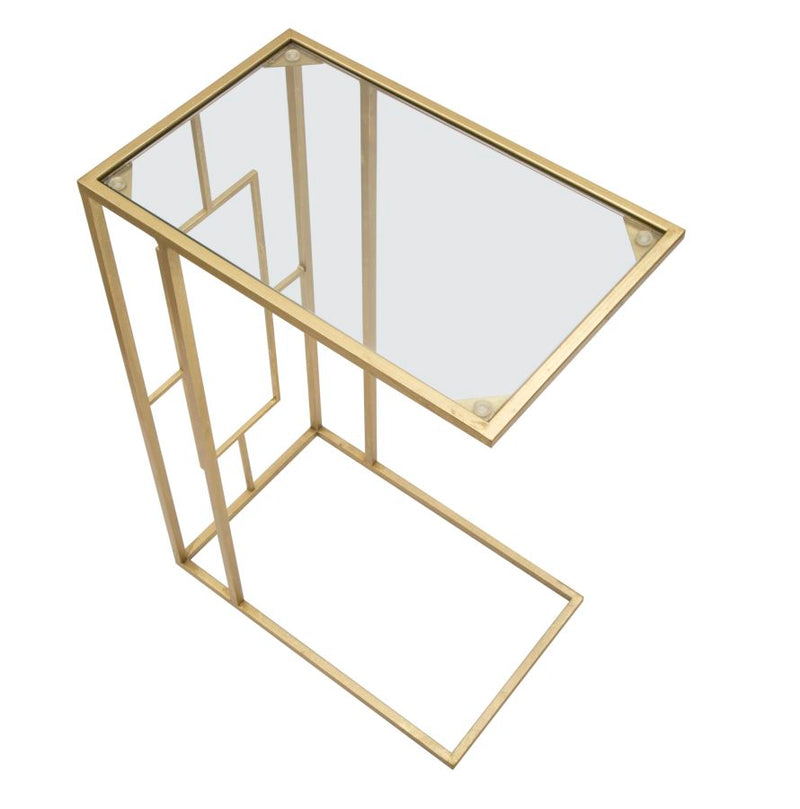 Golden Metal & Glass Rectangular Sofa Table