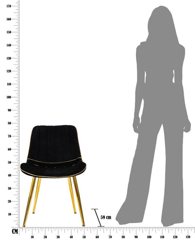 Black Padded Chair with Metal Golden Legs