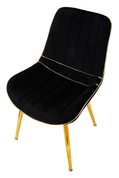 Black Padded Chair with Metal Golden Legs