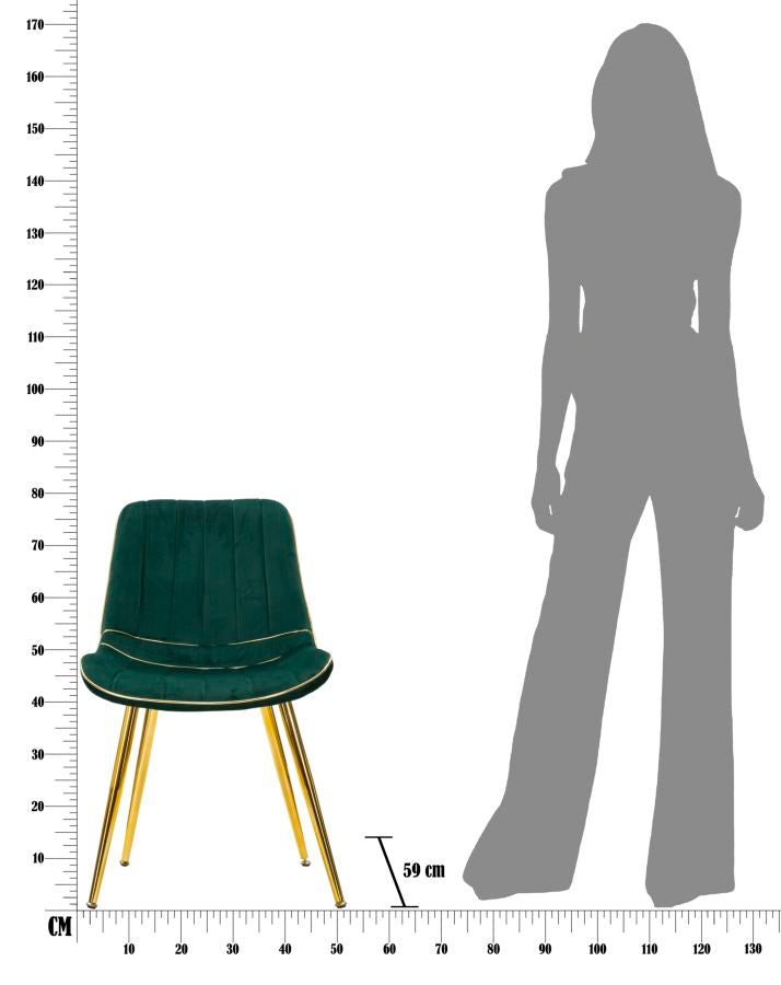 Green Padded Chair with Metal Golden Legs