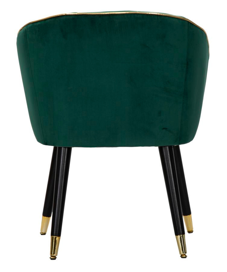Green Padded chair with Black Wooden Legs with Golden Details