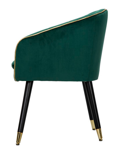 Green Padded chair with Black Wooden Legs with Golden Details